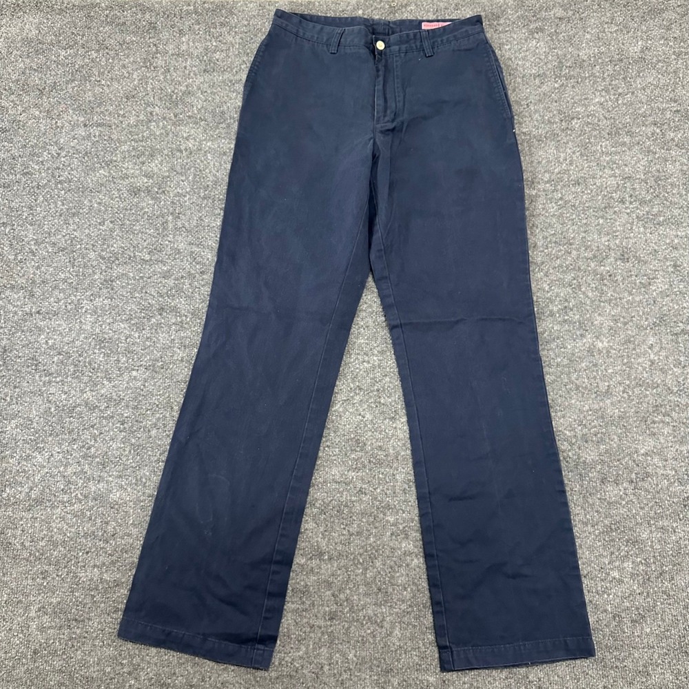Vineyard Vines Pants Mens Size 32 Navy Blue Chino Straight Leg Casual Flat Front